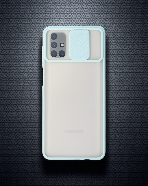 Samsung Galaxy M51 Kılıf Palm Buzlu Kamera Sürgülü Silikon - Turkuaz