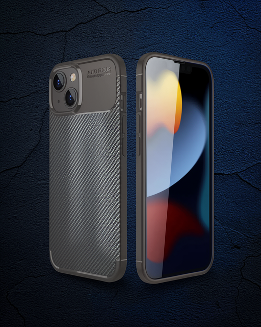 Apple İphone 14 Kılıf Auto Focus Karbon Kapak - Kahverengi