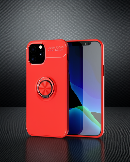 Apple İphone 12 Kılıf Range Yüzüklü Silikon - Kırmızı