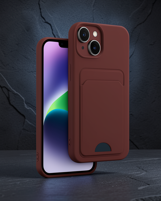 Apple İphone 14 Kılıf Kelvin Kartvizitli Silikon - Bordo