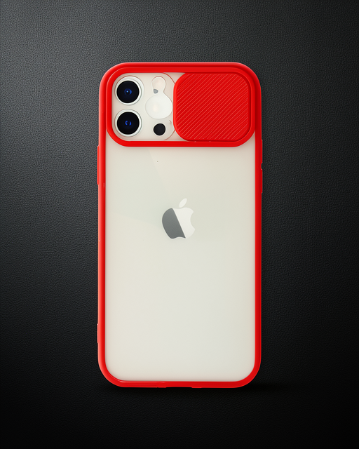 Apple İphone 12 Kılıf Palm Buzlu Kamera Sürgülü Silikon - Kırmızı