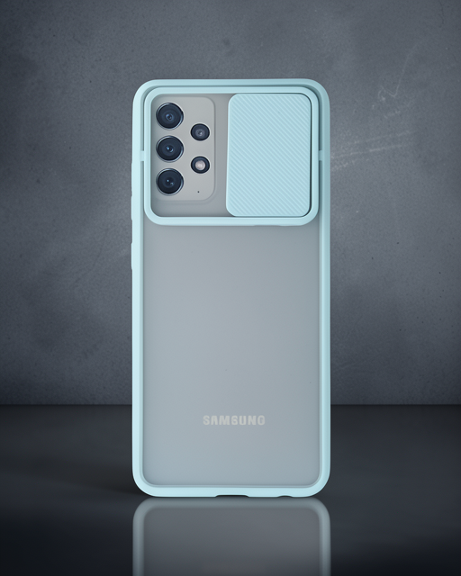 Samsung Galaxy A52 Kılıf Palm Buzlu Kamera Sürgülü Silikon - Turkuaz