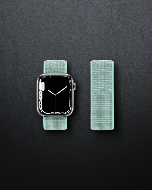 Apple Watch 42mm Hasırlı Cırtcırtlı Kordon - Turkuaz