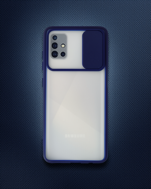 Samsung Galaxy A71 Kılıf Palm Buzlu Kamera Sürgülü Silikon - Lacivert