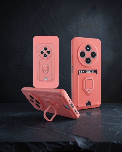 Xiaomi Redmi 14c Kılıf Zuma Kartvizitli Yüzüklü Silikon - Pembe