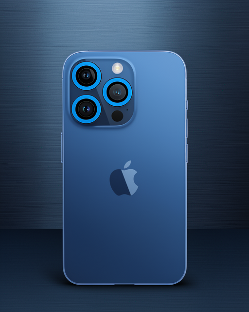 Apple İphone 12 Pro Max Neon Fosforlu Kamera Lens - Mavi