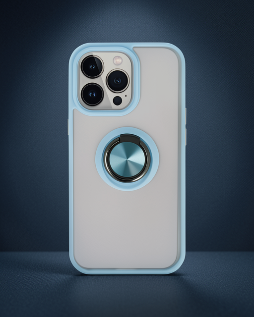 Apple İphone 15 Pro Kılıf Montreal Yüzüklü Silikon Kapak - Buz Mavi