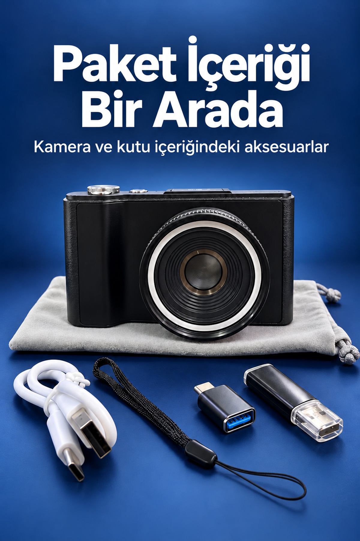 3 İnç Ekranlı Vlog Kamerası Type C Şarjlı Dijital Fotoğraf Makinesi