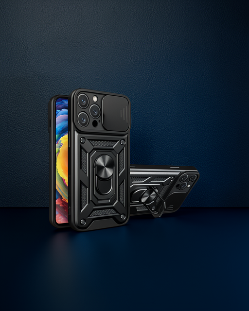 Apple İphone 16 Pro Max Kılıf Pars Lens Yüzüklü Silikon - Siyah