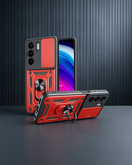 Realme C75 4g Kılıf Pars Lens Yüzüklü Silikon - Kırmızı