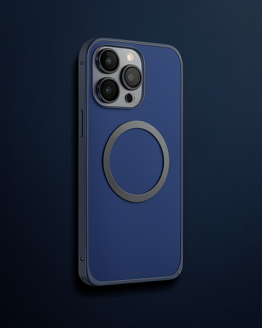 Joko Apple İphone 15 Pro Max Kılıf Metal Bumper Magneticsafe Kapak - Lacivert