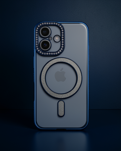Apple İphone 16 Kılıf Joke Simli Magneticsafe Kılıf - Lacivert