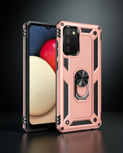 Samsung Galaxy A03s Kılıf Sofya Yüzüklü Silikon Kapak - Rose