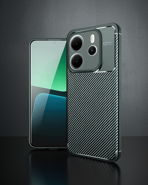 Xiaomi Redmi Note 14 4g Kılıf Auto Focus Karbon Kapak - Koyu Yeşil