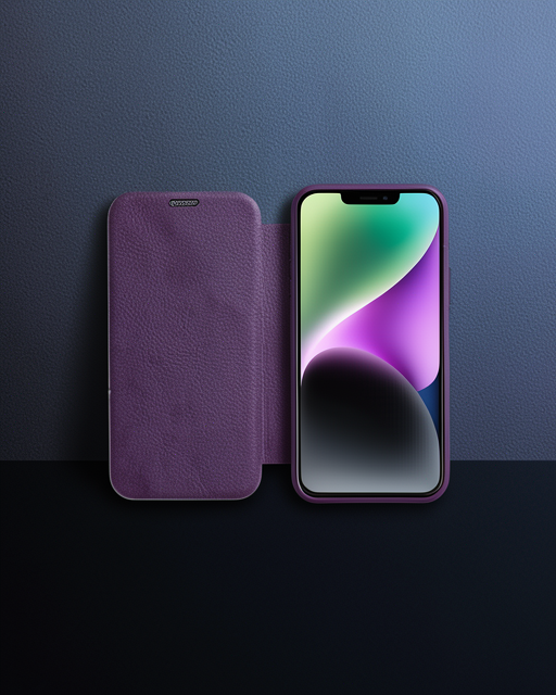 Apple İphone 12 Kılıf Dolpin Kapaklı - Derin Mor