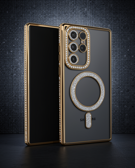 Samsung Galaxy S25 Ultra Kılıf Joke Simli Magneticsafe Kılıf - Gold