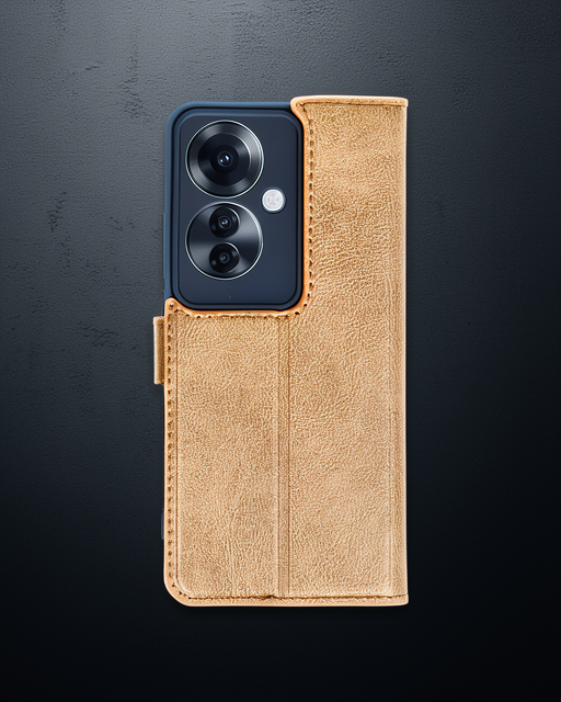 Oppo Reno 11f Kılıf Trend S Plus Kapaklı Kılıf - Taba