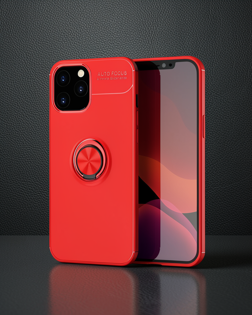 Apple İphone 12 Pro Max Kılıf Range Yüzüklü Silikon - Kırmızı