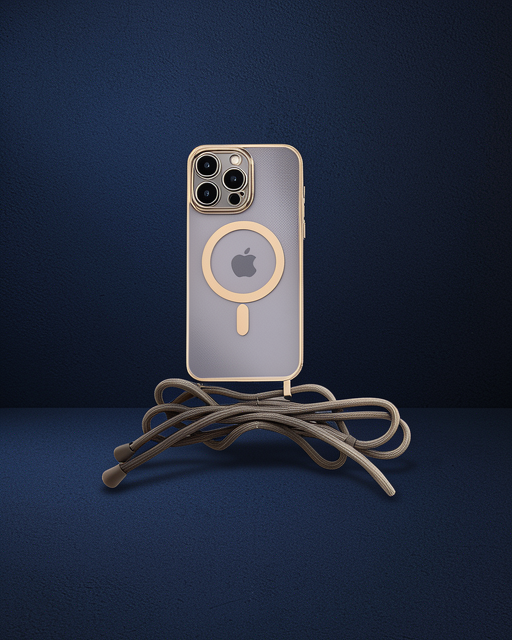 Apple İphone 13 Pro Kılıf Divo Lazer Askılı Magsafe Kapak - Gold