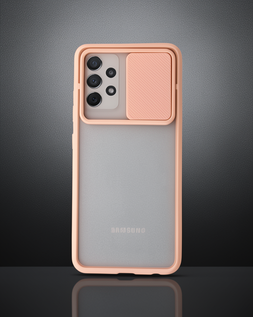 Samsung Galaxy A52 Kılıf Palm Buzlu Kamera Sürgülü Silikon - Pembe