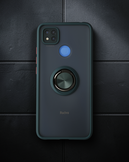 Xiaomi Redmi 9c Kılıf Montreal Yüzüklü Silikon Kapak - Yeşil