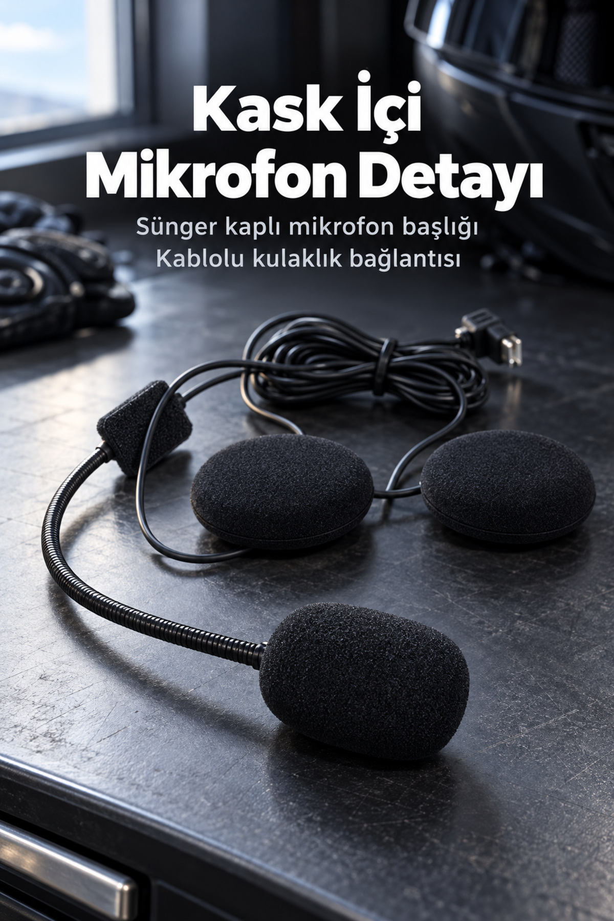 Bluetooth Kask Kulaklığı Çift Hoparlörlü Mikrofonlu Set