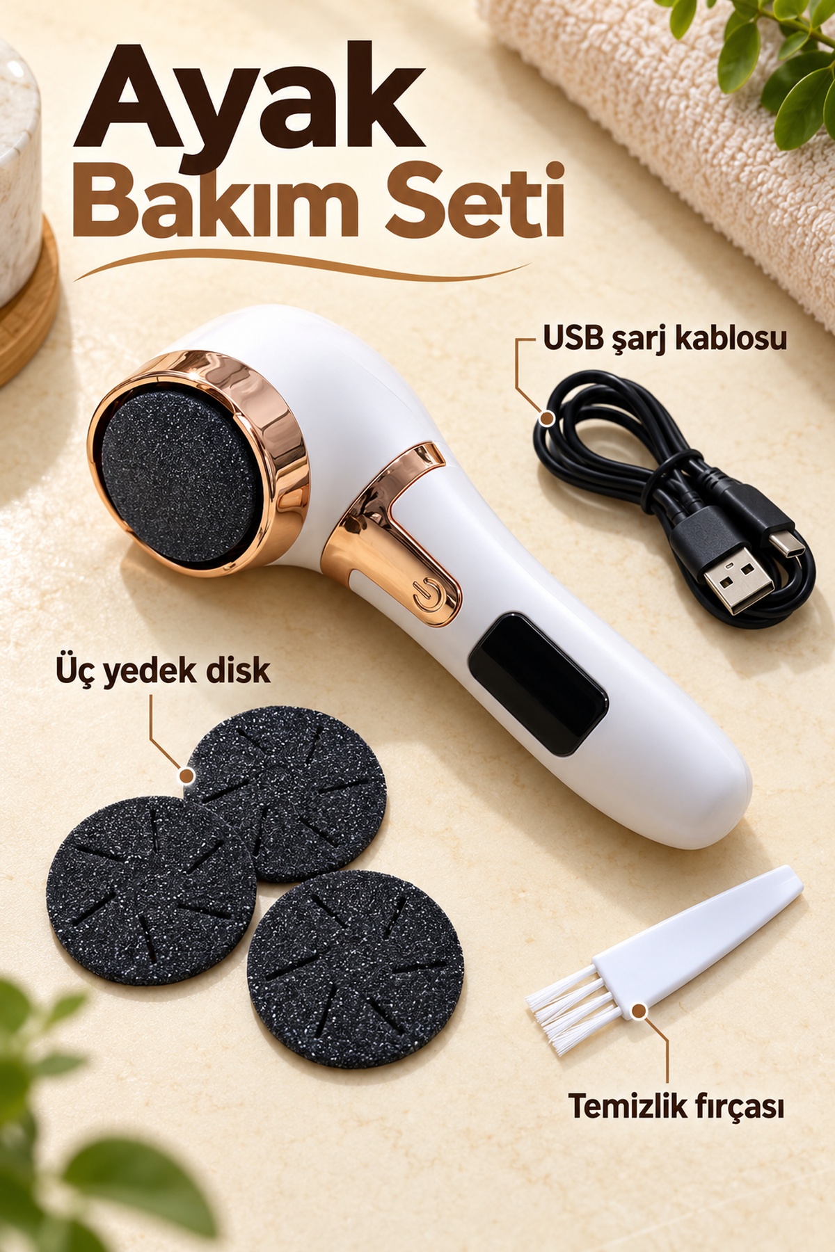 Tek Düğmeyle Hız Ayarlı Şarjlı Ayak Törpüsü
