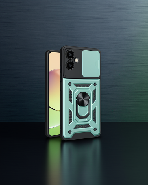 Samsung Galaxy A06 Kılıf Pars Lens Yüzüklü Silikon - Yeşil