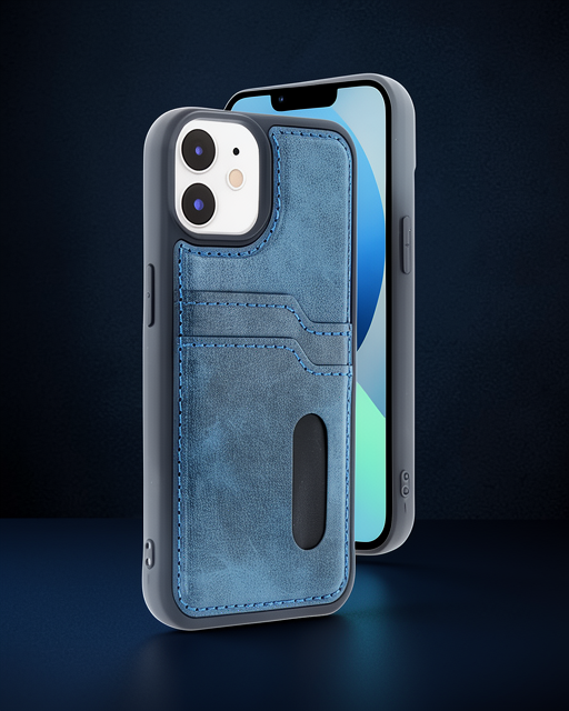 Apple İphone 11 Kılıf Sara Kartvizitli Deri Kılıf - Lacivert