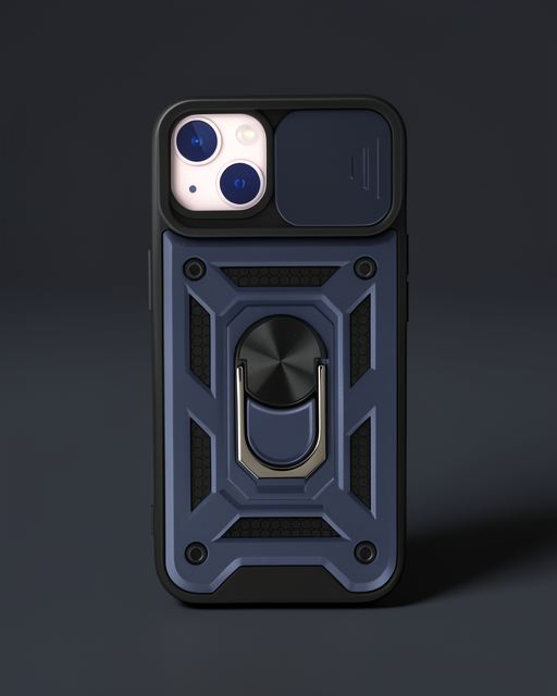 Apple İphone 15 Kılıf Pars Lens Yüzüklü Silikon - Lacivert