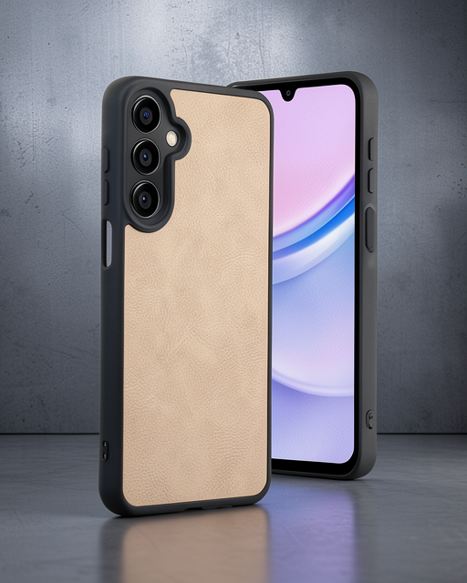 Samsung Galaxy A55 5g Kılıf Aras Deri Kapak - Pudra