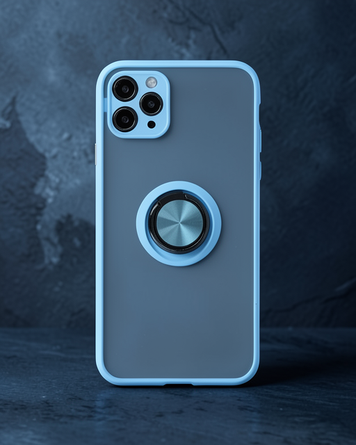 Apple İphone 11 Pro Max Kılıf Montreal Yüzüklü Silikon Kapak - Buz Mavi