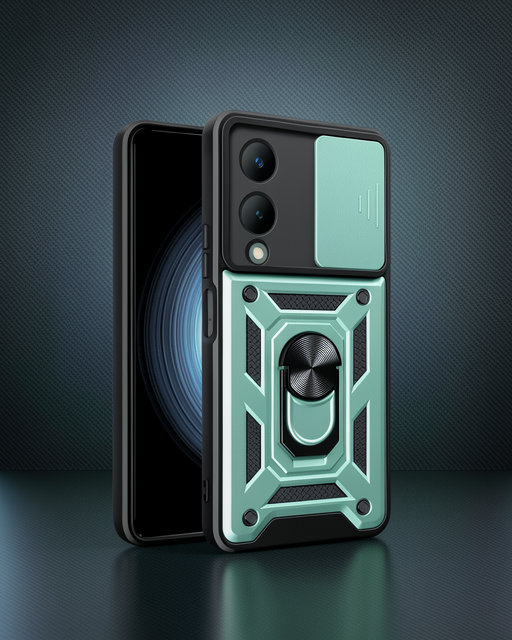 Vivo Y17s Kılıf Pars Lens Yüzüklü Silikon - Yeşil
