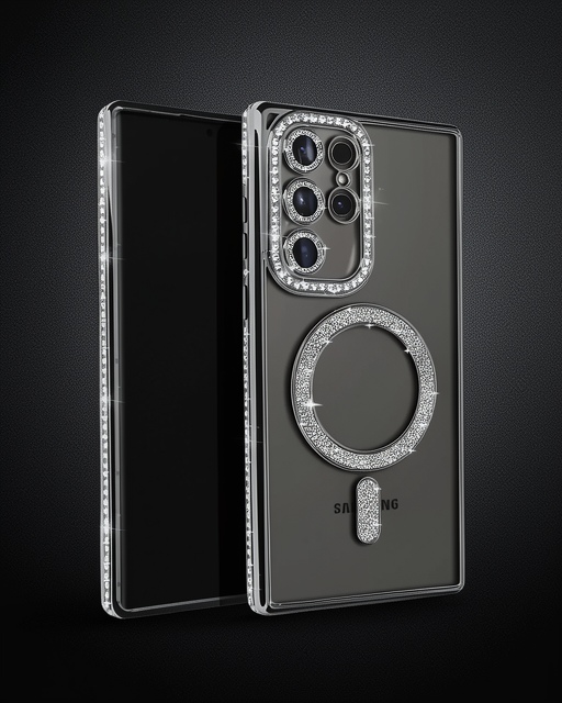 Samsung Galaxy S25 Ultra Kılıf Joke Simli Magneticsafe Kılıf - Siyah