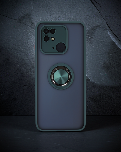 Xiaomi Redmi 10c Kılıf Montreal Yüzüklü Silikon Kapak - Yeşil