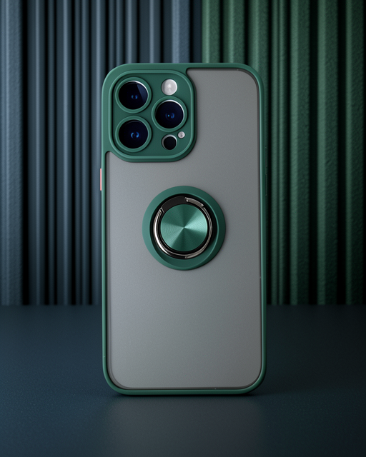 Apple İphone 14 Pro Max Kılıf Montreal Yüzüklü Silikon Kapak - Yeşil