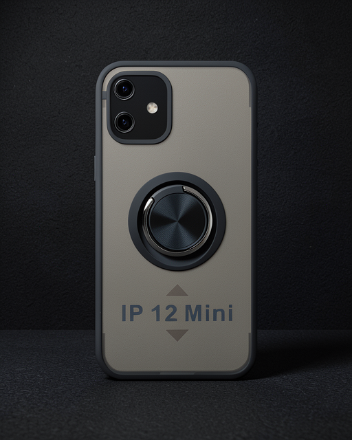 Apple İphone 12 Mini Kılıf Montreal Yüzüklü Silikon Kapak - Siyah