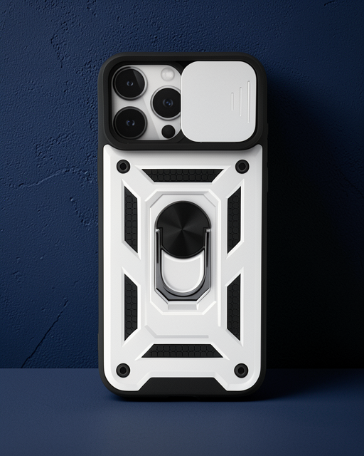 Apple İphone 15 Pro Kılıf Pars Lens Yüzüklü Silikon - Gümüş