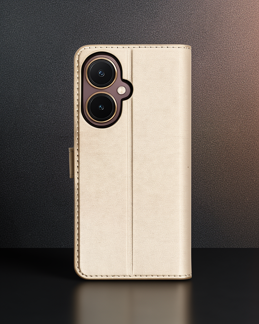 Vivo Y27 Kılıf Trend S Plus Kapaklı Kılıf - Gold