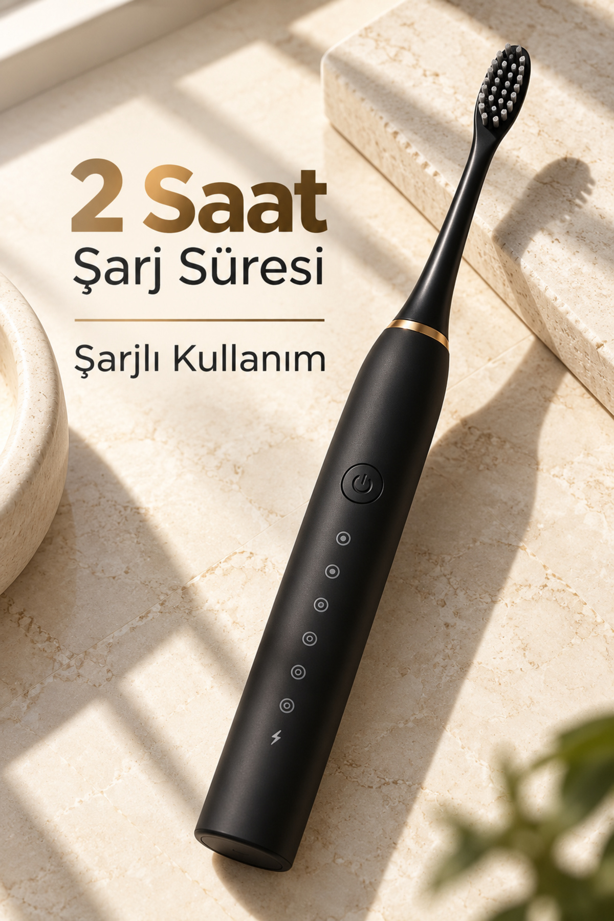 Siyah Şarjlı Diş Fırçası 2 Dakika Zamanlayıcılı