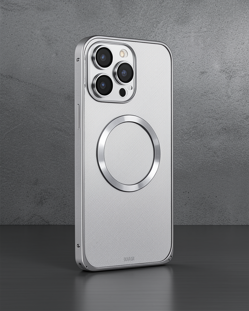 Joko Apple İphone 15 Pro Max Kılıf Metal Bumper Magneticsafe Kapak - Gri
