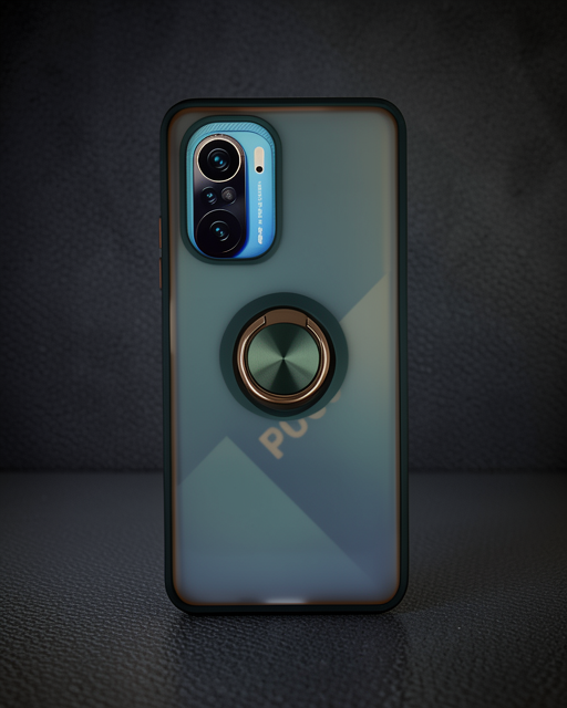 Xiaomi Redmi K40 Kılıf Montreal Yüzüklü Silikon Kapak - Yeşil