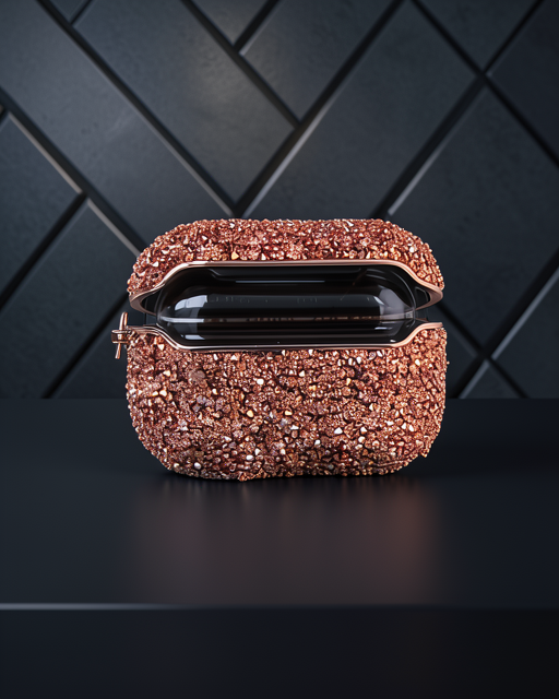 Apple Airpods Pro (1.nesil) Mira Taşlı Kılıf - Rose Gold