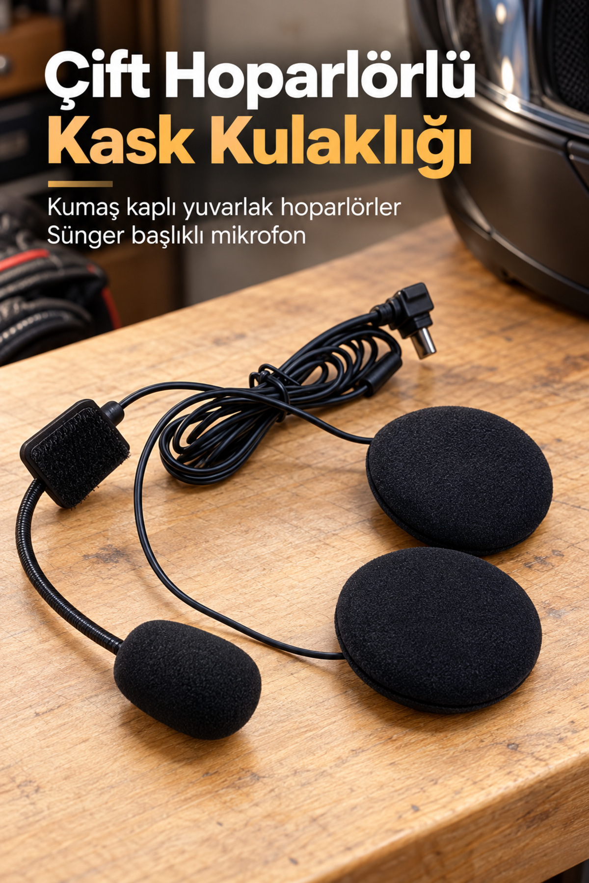 Bluetooth Kask Kulaklığı Çift Hoparlörlü Mikrofonlu Set