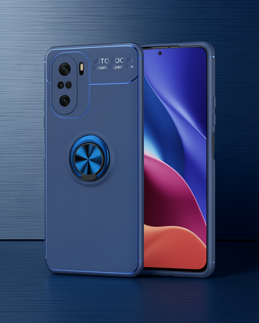 Xiaomi Poco F3 Kılıf Range Yüzüklü Silikon - Mavi