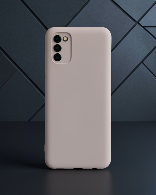 Samsung Galaxy A03s Kılıf Nano İçi Kadife Silikon - Pudra