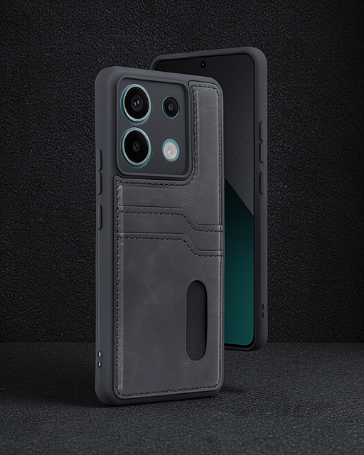 Xiaomi Redmi Note 13 Pro 4g Kılıf Sara Kartvizitli Deri Kılıf - Siyah