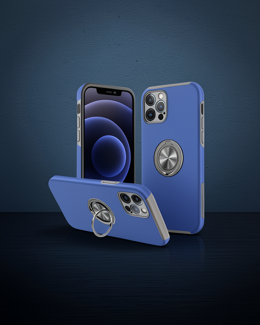 Apple İphone 12 Pro Max Kılıf Elit Yüzüklü Kapak - Lacivert