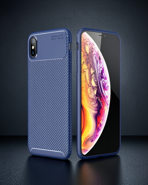 Apple İphone Xs Max Kılıf Auto Focus Karbon Kapak - Lacivert