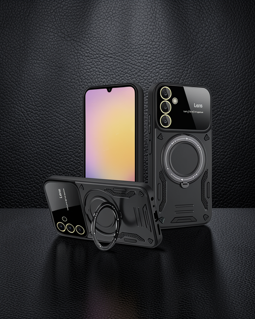 Samsung Galaxy S25 Kılıf Joy Lens Standlı Kapak - Siyah